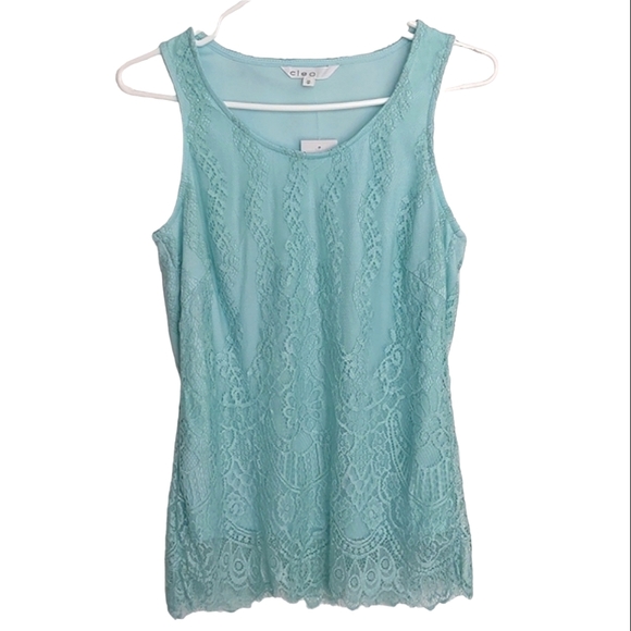 NWT CLEO lace lined mint sleeveless tank top size XS - Picture 1 of 9
